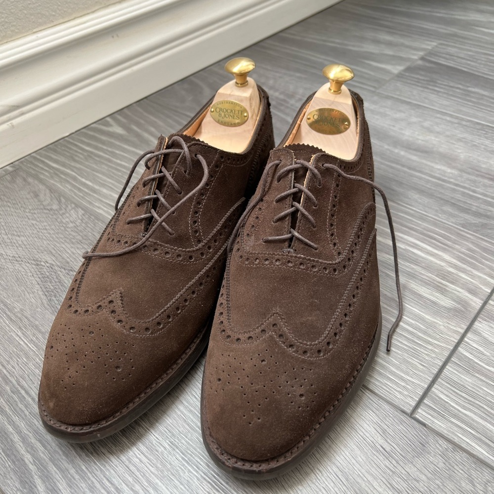 Crockett & Jones Westgate 2 Brown Suede Wingtip Oxford Shoes